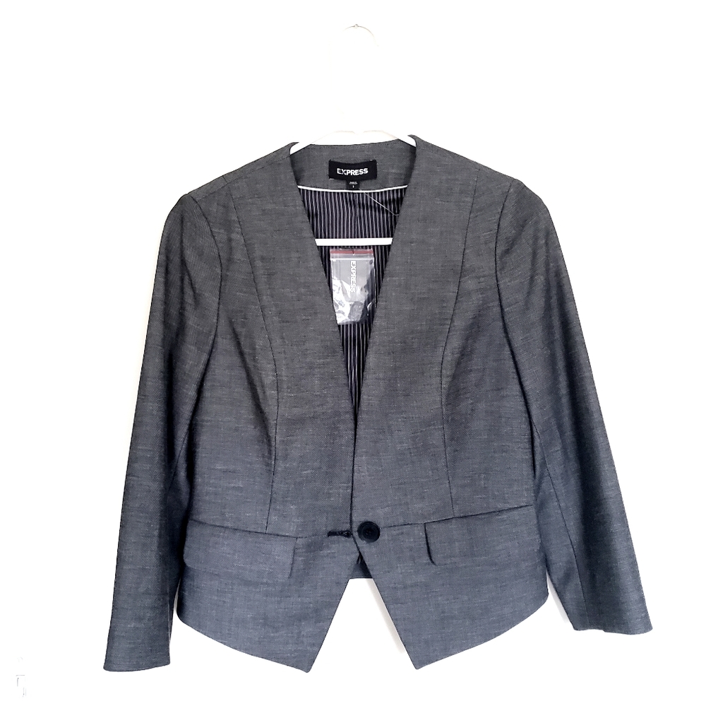 Express Gray Stretch 3/4 Sleeve Blazer | Size 2